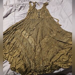 Asymmetrical Olive Green/Gold Dress